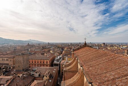 Cityscape of Bologna seen from the bell tower of the Metropolitan Cathedral of San Pietro (910 -...