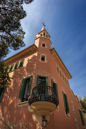 BARCELONA, SPAIN - JUN 10, 2014: House of Antoni Gaudi and museum in the Park Guell (Parc Guell...