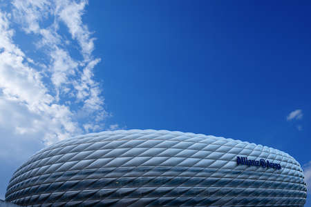 Allianz Arena (Fussball Arena Munchen, Schlauchboot), the home football stadium for FC Bayern Munich. Widely known for its exterior of inflated ETFE plastic panels.のeditorial素材