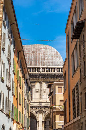 Brescia downtown. Ancient Loggia Palace (Palazzo della Loggia) in Renaissance Style, 1492-1574, Loggia town square (Piazza della Loggia). Lombardy, Italy, Southern Europe.のeditorial素材