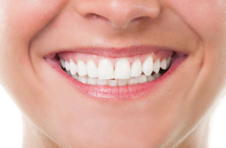 Close-up with beautiful smile and perfect teeth