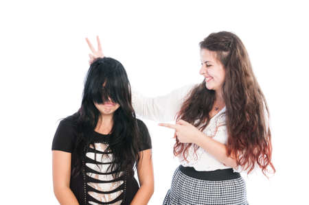 Bully girl concept isolated on white backgroundの写真素材