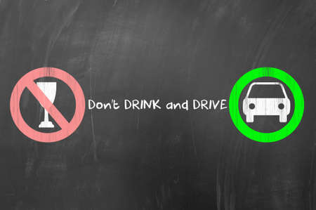 Do not drink and drive concept drawn on blackboard.の写真素材