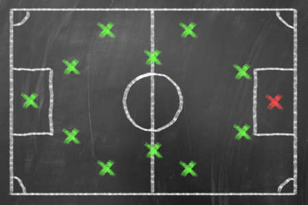 Football game strategy on blackboardの写真素材