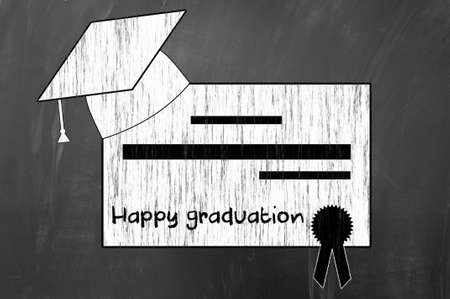 Happy Graduation concept on blackboardの写真素材