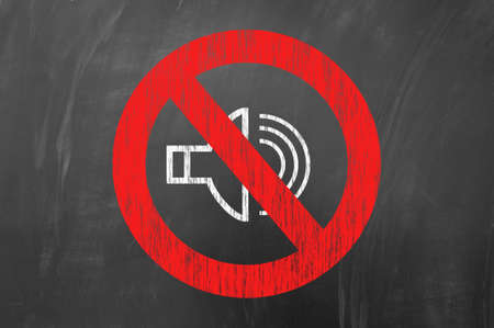 No sound concept on blackboardの写真素材