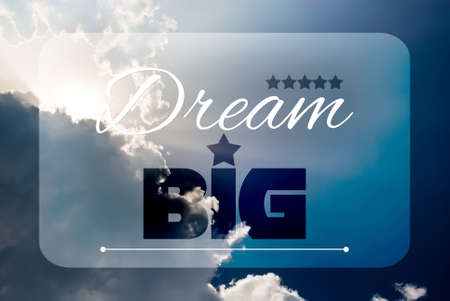 Dream big quote concept and illustration draw on blue sky backgroundの写真素材