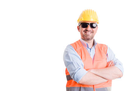 Funky constructor, builder, foreman or worker wearing shades or sunglasses
