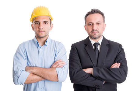 Confident engineer and business man arms crossed standing side by sideの写真素材