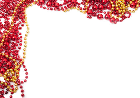 Christmas beads frame with copy space for greeting or advertising conceptの写真素材