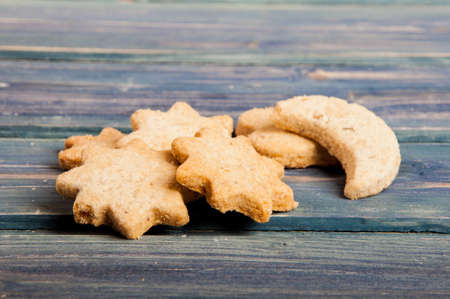 Pastry concept with sweet butter cookies in closeup viewの写真素材