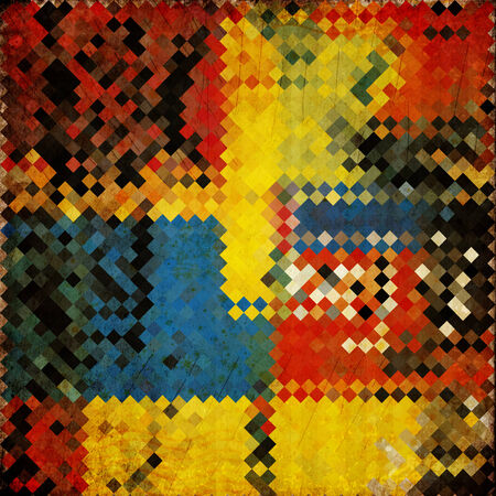 Grunge retro vintage paper background with square patternの写真素材