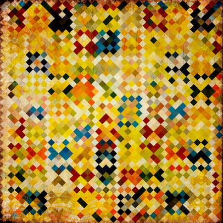 Grunge retro vintage paper background with square patternの写真素材