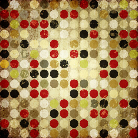 Grunge retro vintage paper background with colored circle patternの写真素材