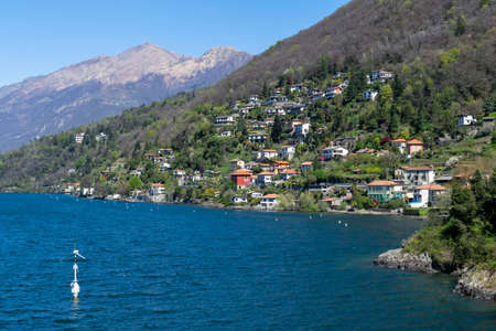 Landscape with villas over Como Lake shore
