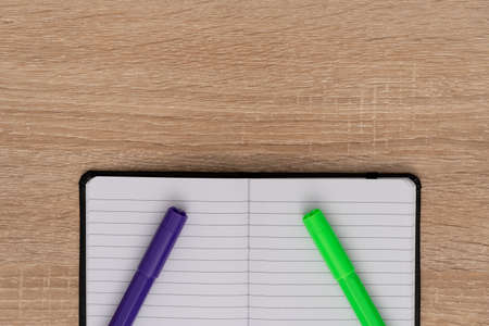 Close up view of open notebook with empty spaceの写真素材