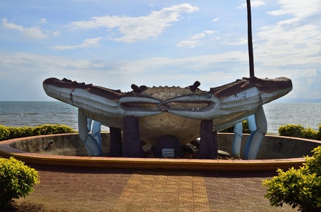 Kep, Cambodia, is famous because of its crabs  There is even one crab statue in front of the sea のeditorial素材