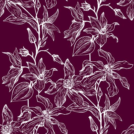 vintage vector floral seamless pattern, hand drawn design elementsのイラスト素材