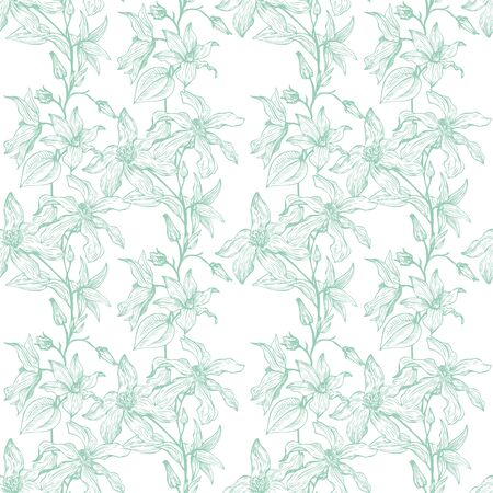 vintage vector floral seamless pattern, hand drawn design elementsのイラスト素材