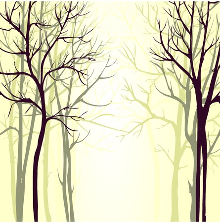 Vector background with trees, hand drawn vector illustrationのイラスト素材