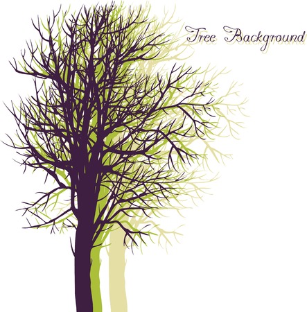 Vector background with trees, hand drawn vector illustrationのイラスト素材