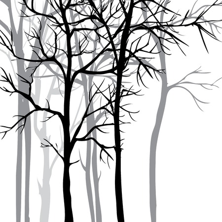 Vector background with trees, hand drawn vector illustrationのイラスト素材