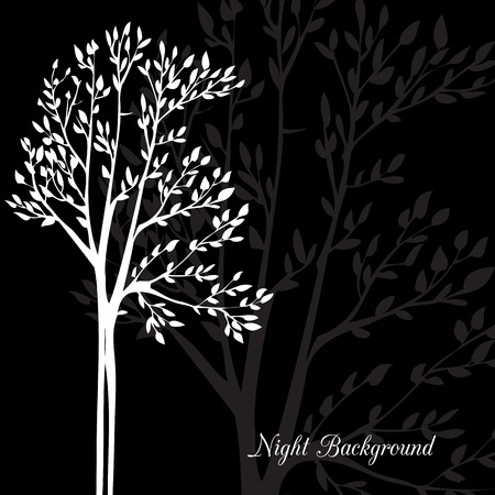 Vector background with spring trees, hand drawn vector illustrationのイラスト素材