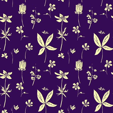 Seamless pattern with  drawing herbs, hand drawn vector illustrationのイラスト素材