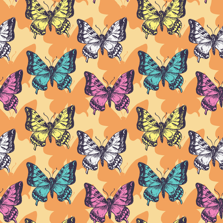 vector seamless pattern of butterflies, vector illustrationのイラスト素材