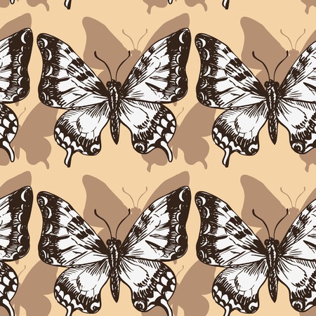 vector seamless pattern of butterflies, vector illustrationのイラスト素材