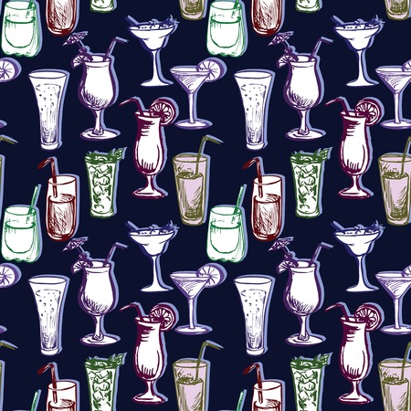 seamless vector pattern with cocktails, vector illustrationのイラスト素材