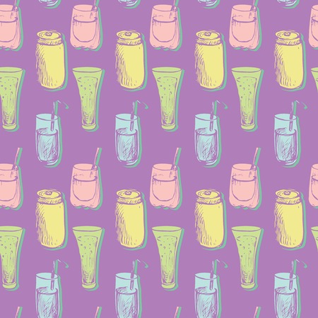 seamless vector pattern with drinks, vector illustrationのイラスト素材