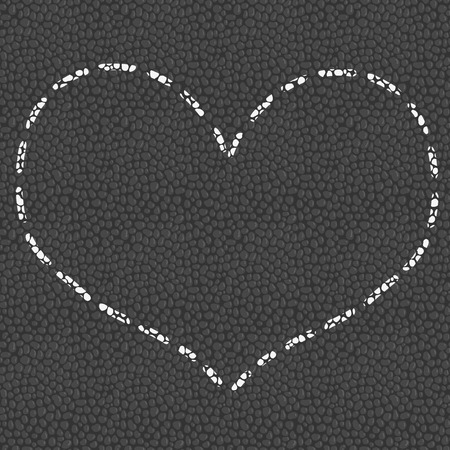 heart drawn in chalk on the pavement, asphalt road, vector illustrationのイラスト素材