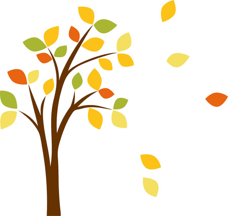 autumn tree with leaves, vector illustrationのイラスト素材