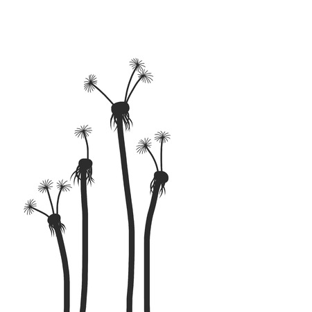 dandellion with seeds, floral composition with wild plants, drawing floral card, hand drawn vector illustrationのイラスト素材