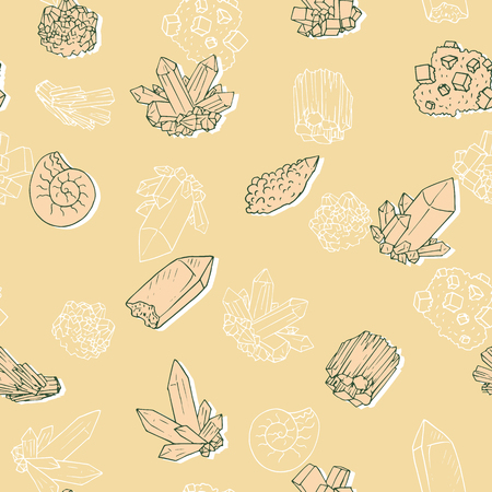 vector seamless pattern with minerals, hand drawn vector illustrationのイラスト素材