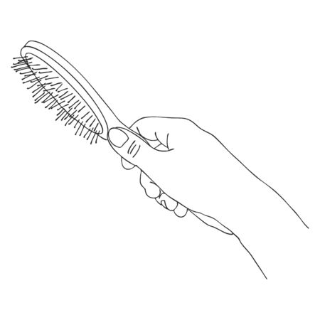 vector hand with hair brushのイラスト素材