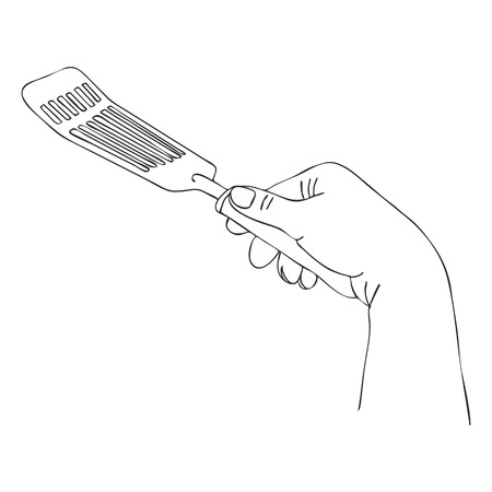 Cooking hand with turnerのイラスト素材