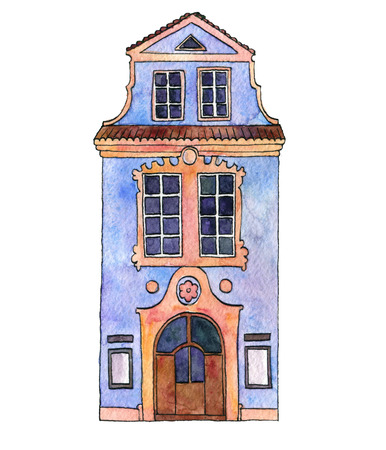 watercolor drawing houseの写真素材