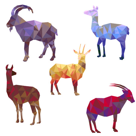 polygonal silhouettes of animalsのイラスト素材