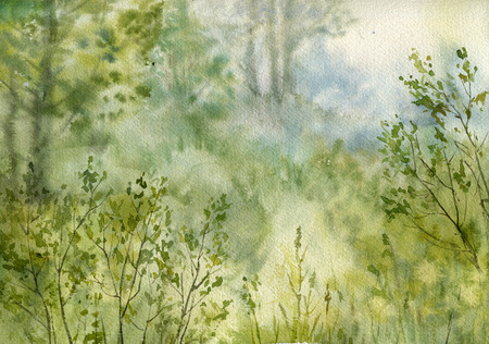 abstract watercolor landscapeの写真素材