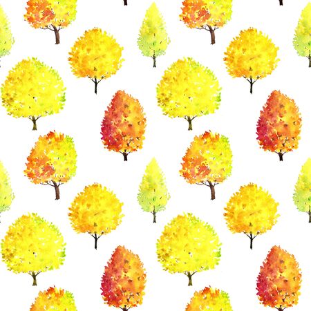 seamless pattern with watercolor treesの写真素材
