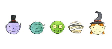 halloween doodle setの写真素材