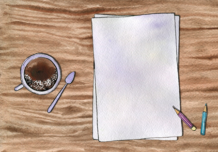 watercolor artistic workspaceの写真素材