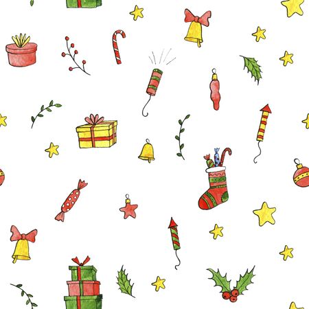 christmas doodle seamless pattern