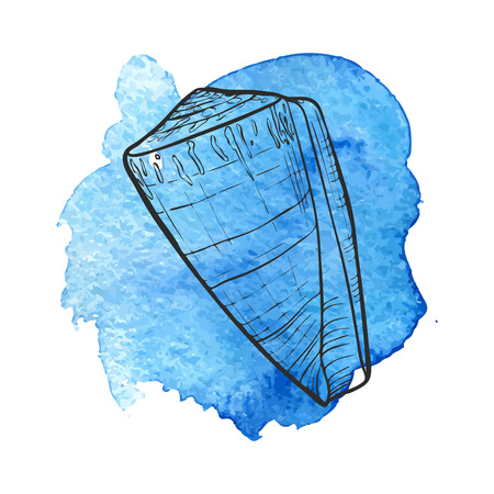 Blue watercolor design, hand drawn clip-art illustration.のイラスト素材
