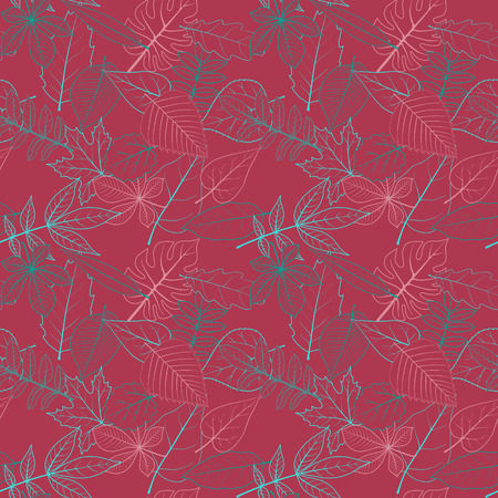 vector seamless pattern with leaves , hand drawn illustrationのイラスト素材
