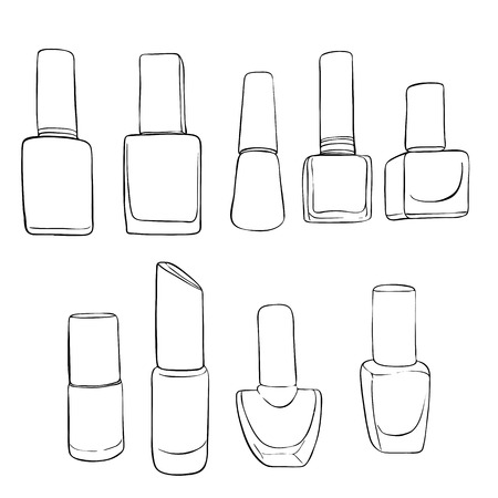 A vector bottles of nail polish, hand drawn illustrationのイラスト素材