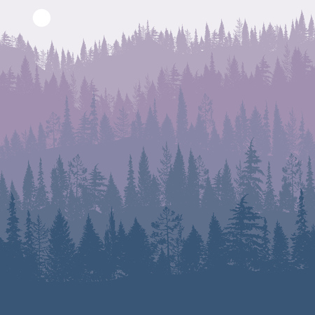 vector landscape with pine treesのイラスト素材