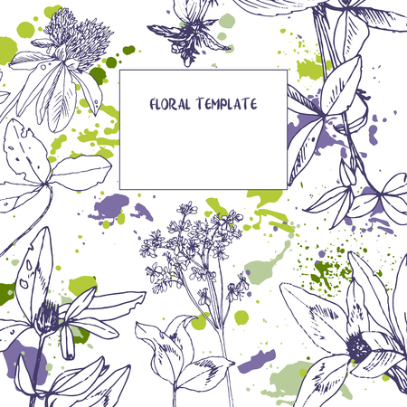 Natural floral templateのイラスト素材